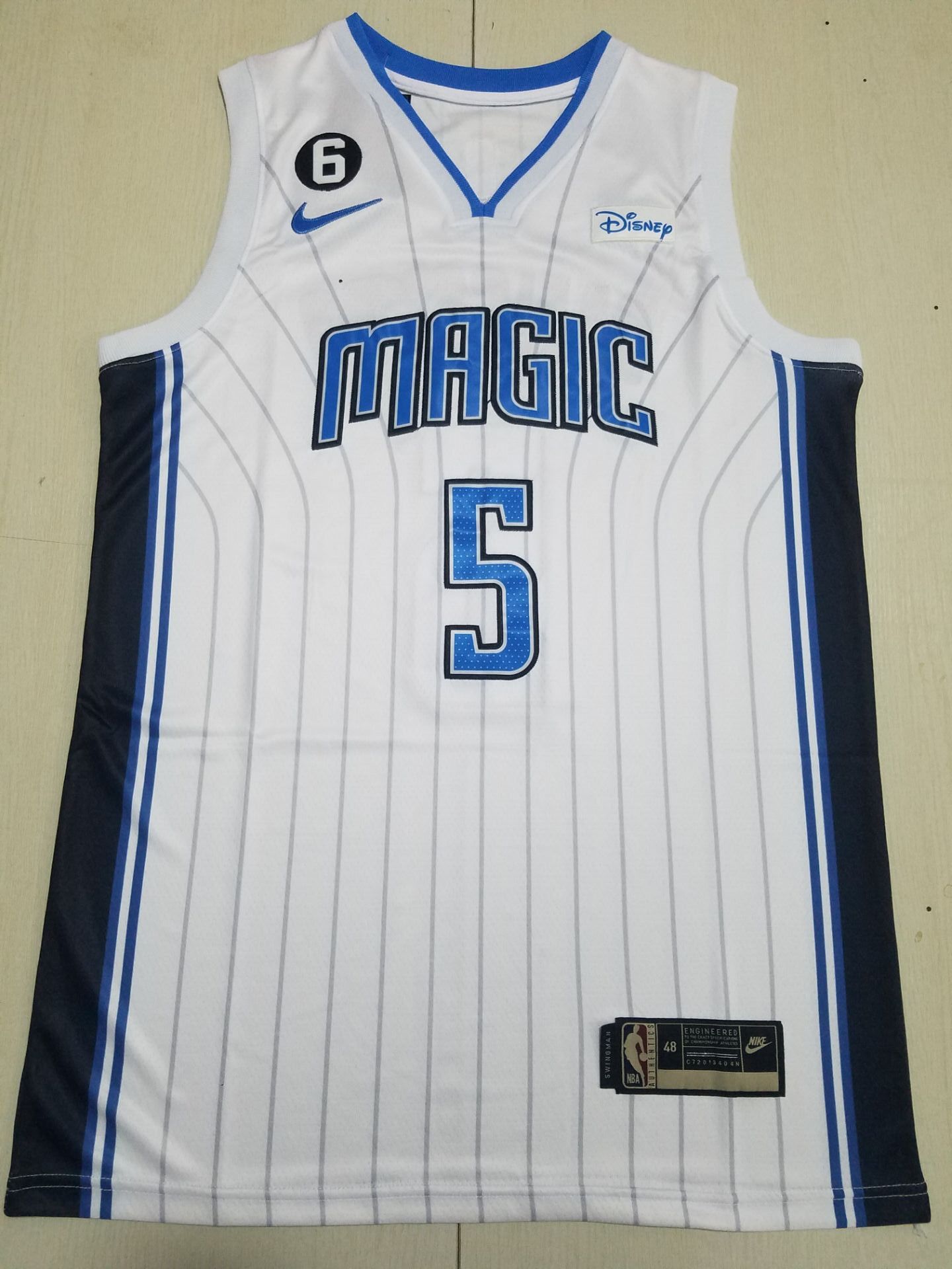 Men Orlando Magic #5 Banchero White Stripe 2022 Nike NBA Jersey